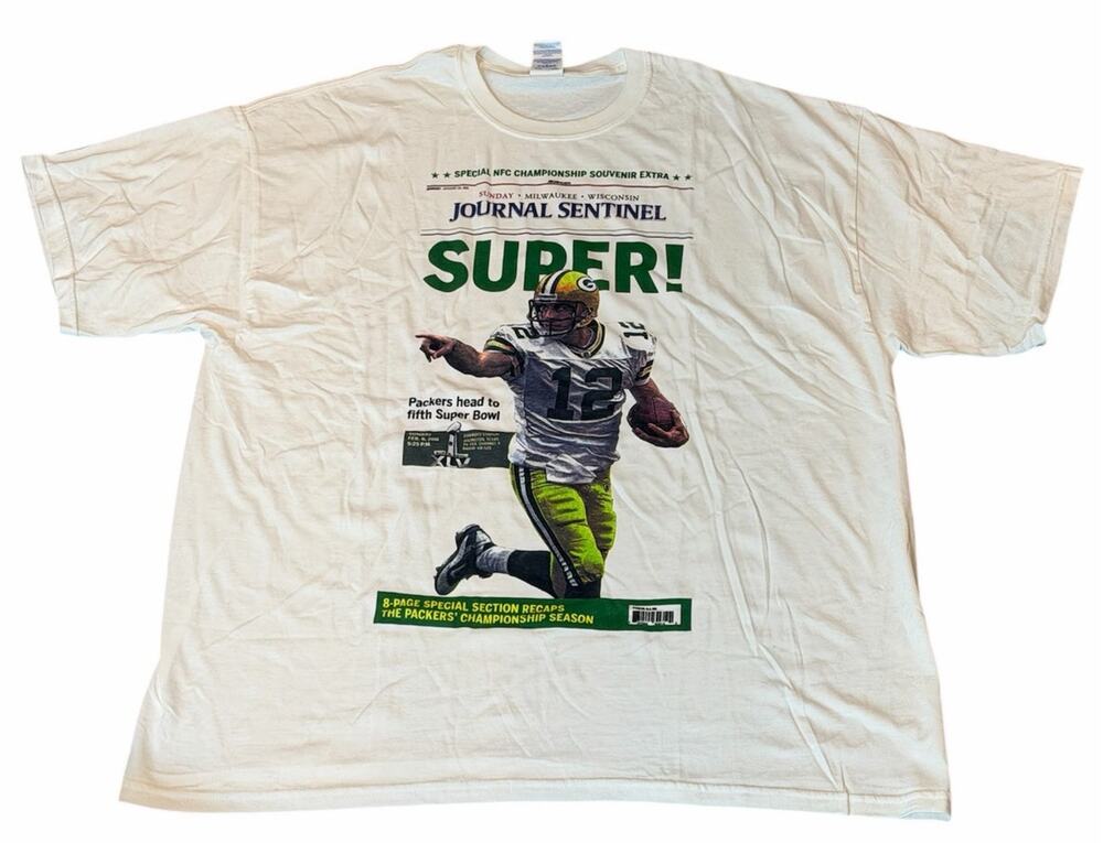 Green Bay Packers Men's XXL NFC Championship Football White Aaron Rodgers Shirt